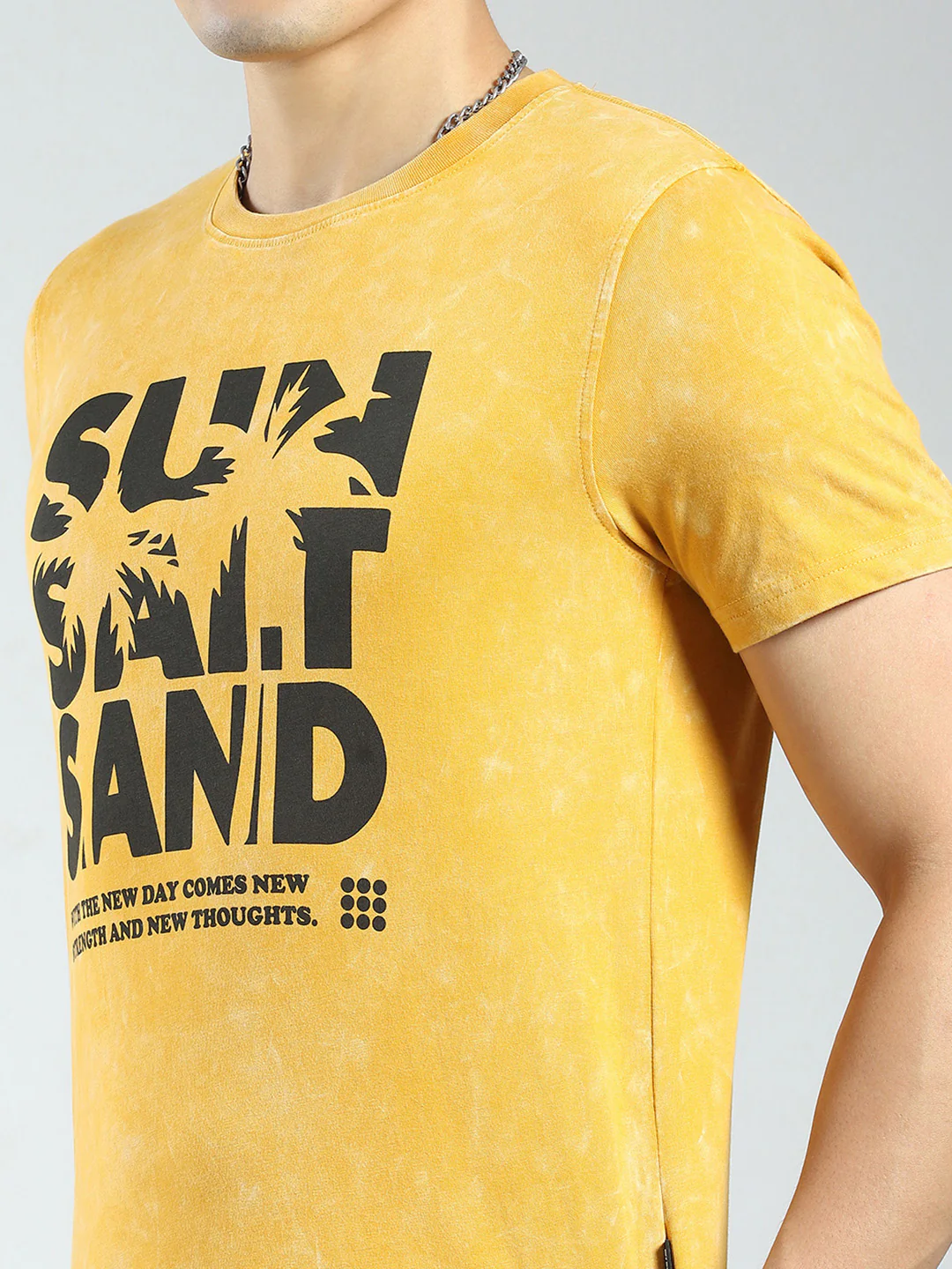 Rock.it Men Mustard Printed Round Neck Half Sleeve T-Shirt - Image 6