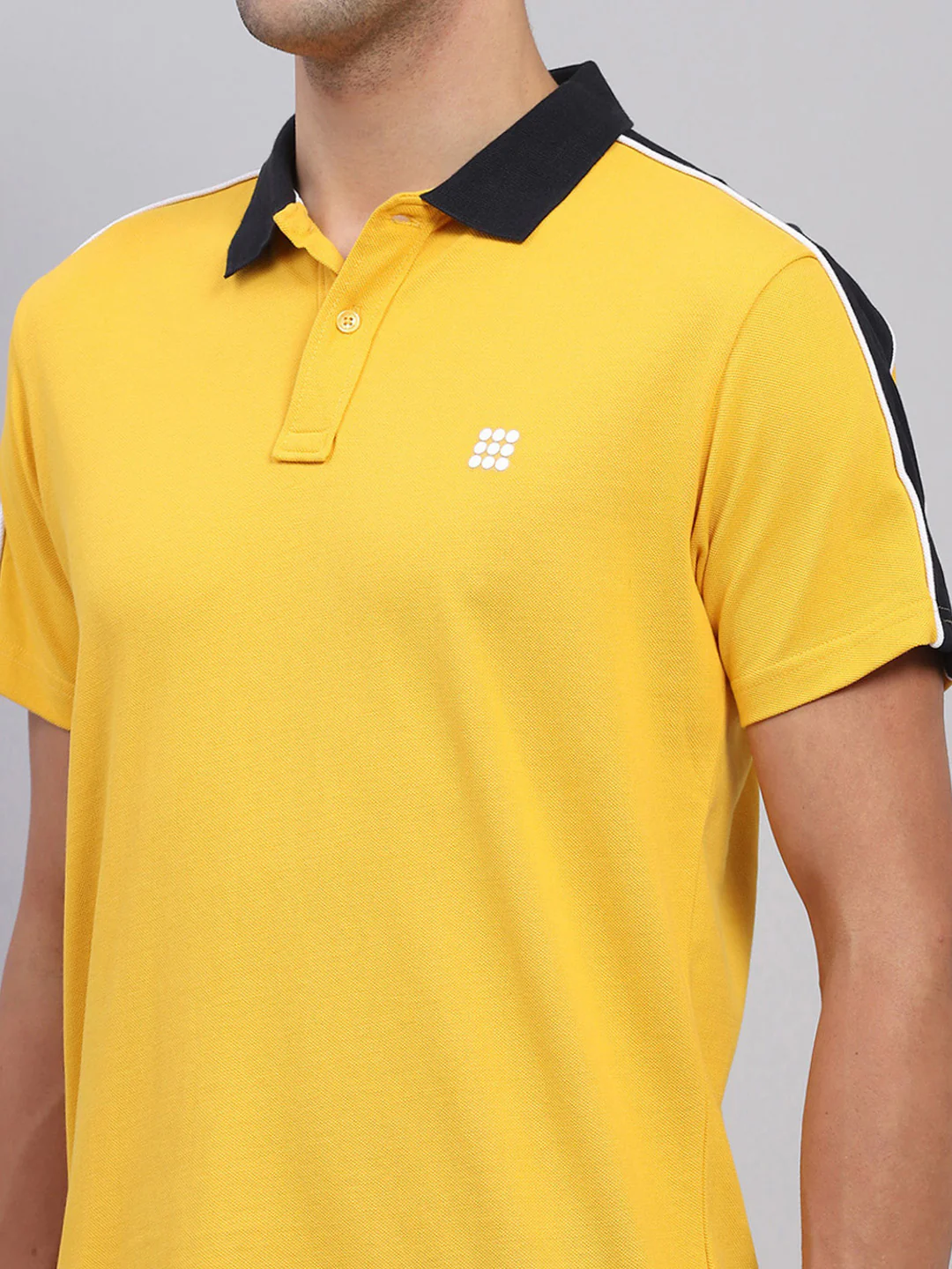 Rock.it Men Mustard Solid Collar Half Sleeve T-Shirt - Image 6