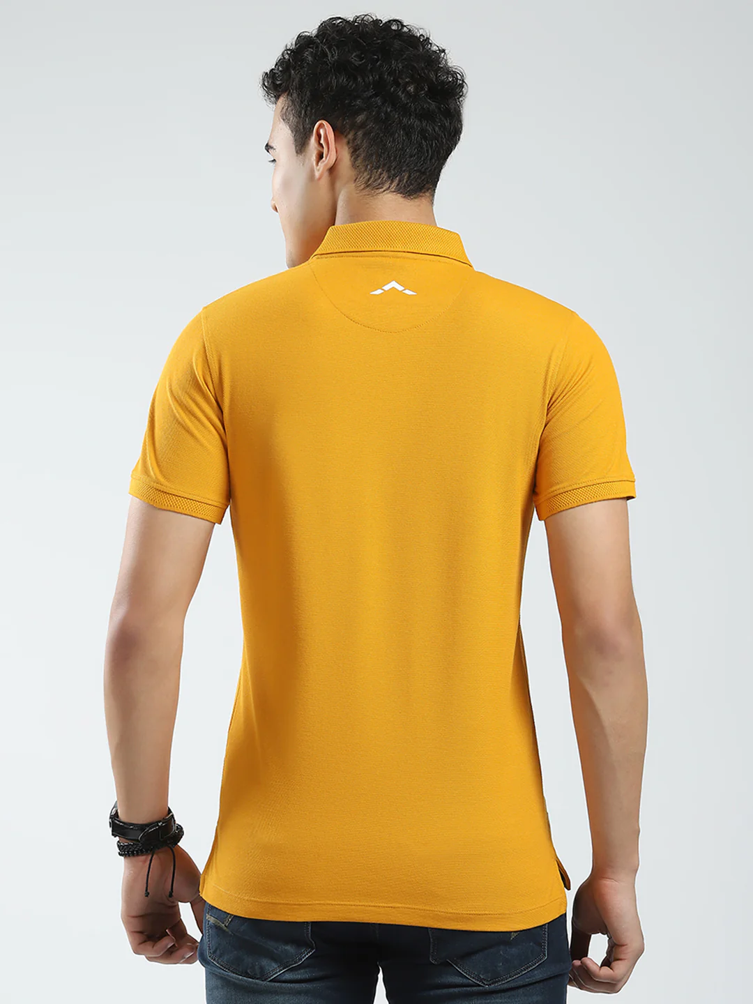 Rock.it Men Mustard Solid Collar Half Sleeve T-Shirt - Image 5