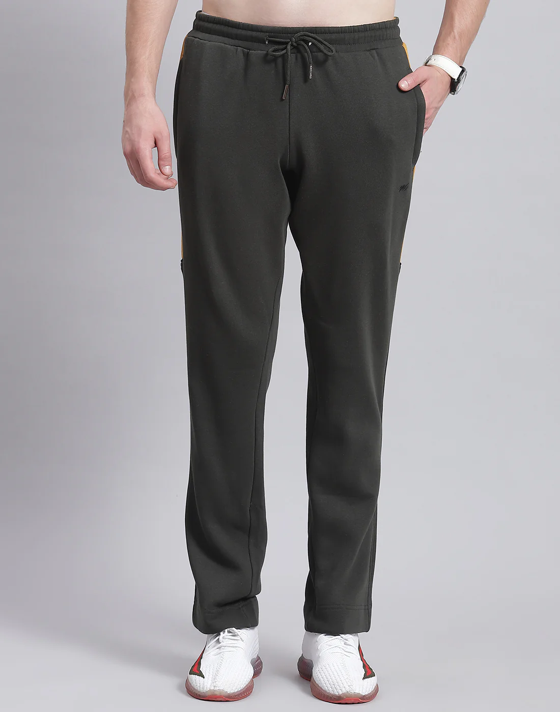 Men Mustard Solid Stand Collar Full Sleeve Tracksuit - Image 7