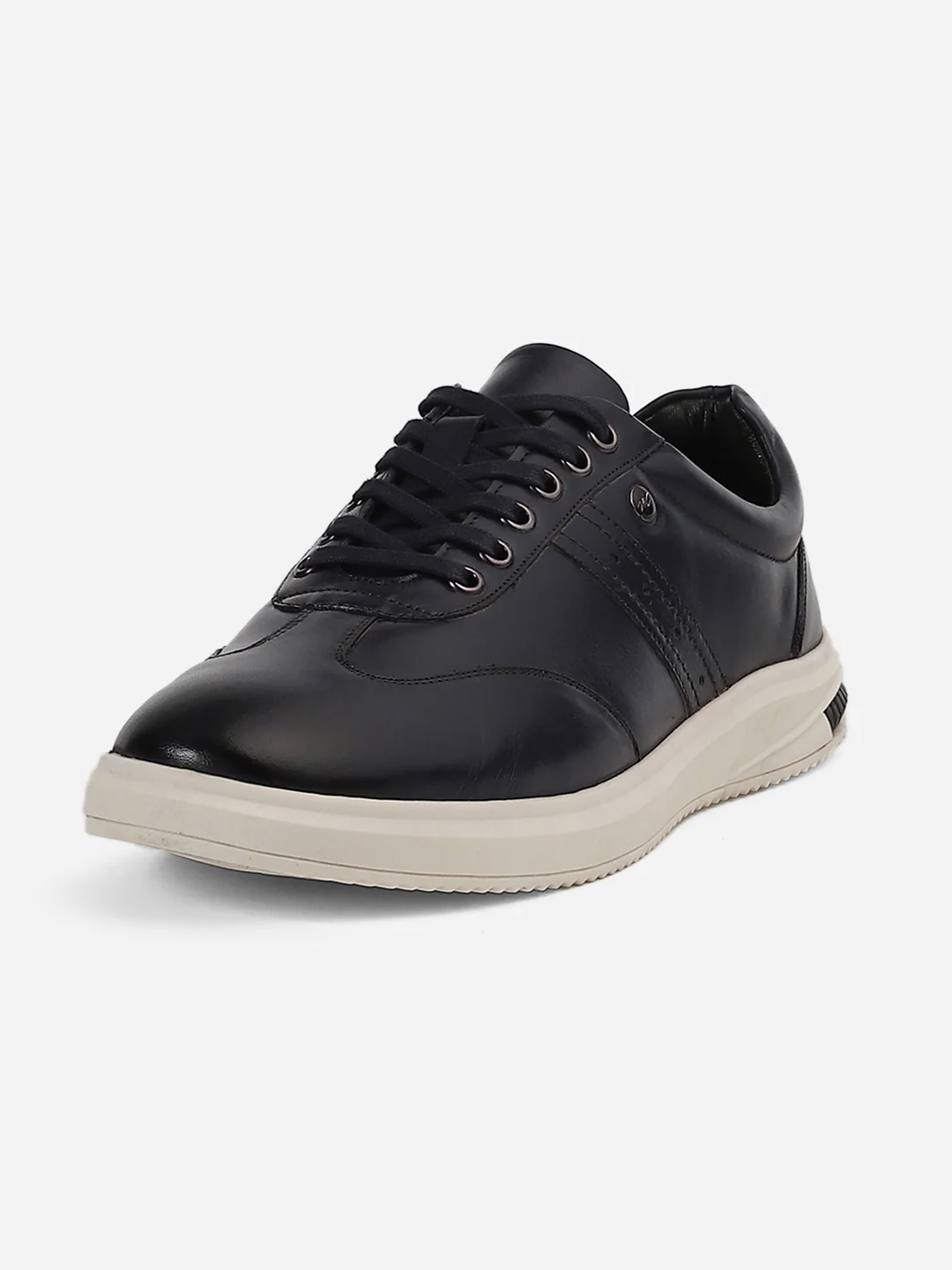 Men Navy Blue Lace-Up Genuine Leather Casual Sneaker - Image 4