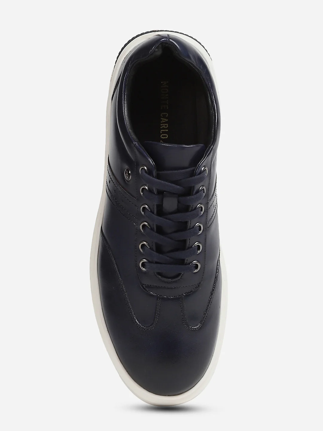 Men Navy Blue Lace-Up Genuine Leather Casual Sneaker - Image 7