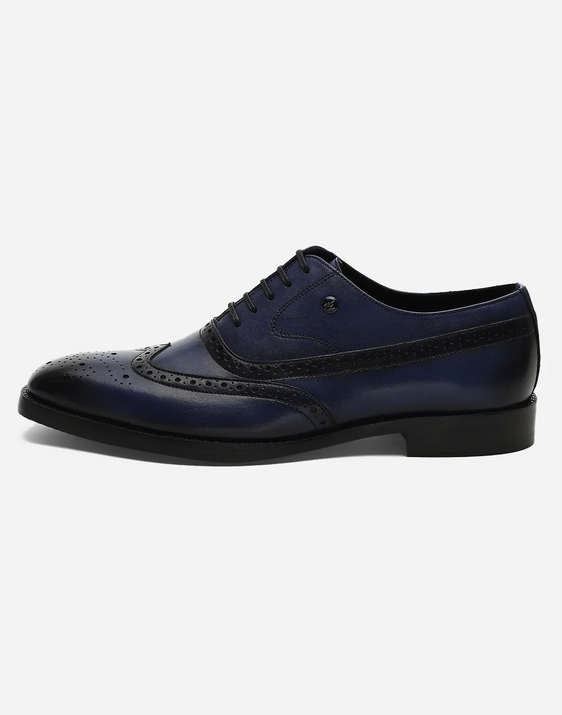Men Navy Blue Lace Up Genuine Leather Formal Brogues - Image 4
