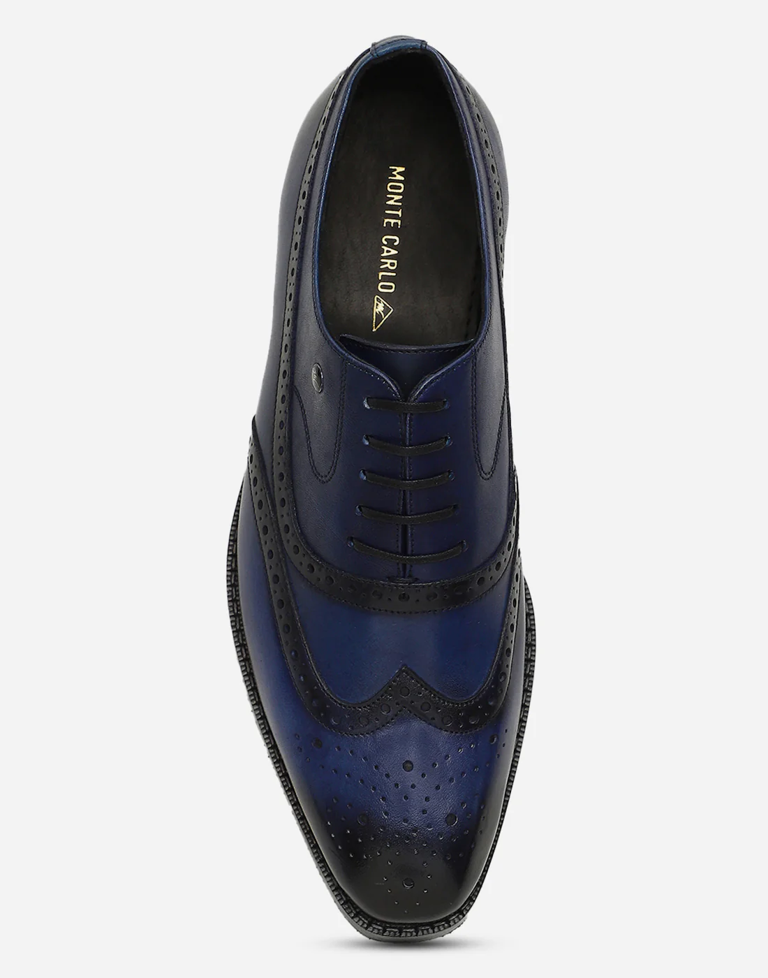 Men Navy Blue Lace Up Genuine Leather Formal Brogues - Image 6