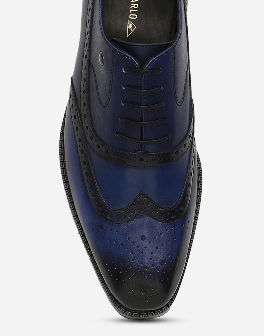 Men Navy Blue Lace Up Genuine Leather Formal Brogues - Image 7