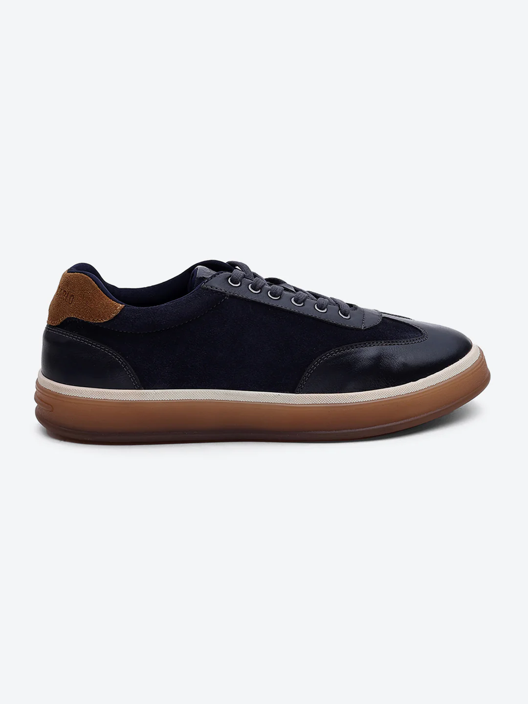 Men Navy Blue Lace Up Genuine Leather Sneaker - Image 5