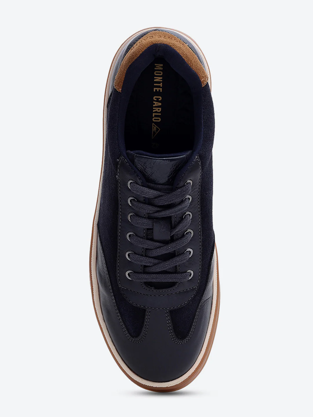 Men Navy Blue Lace Up Genuine Leather Sneaker - Image 6