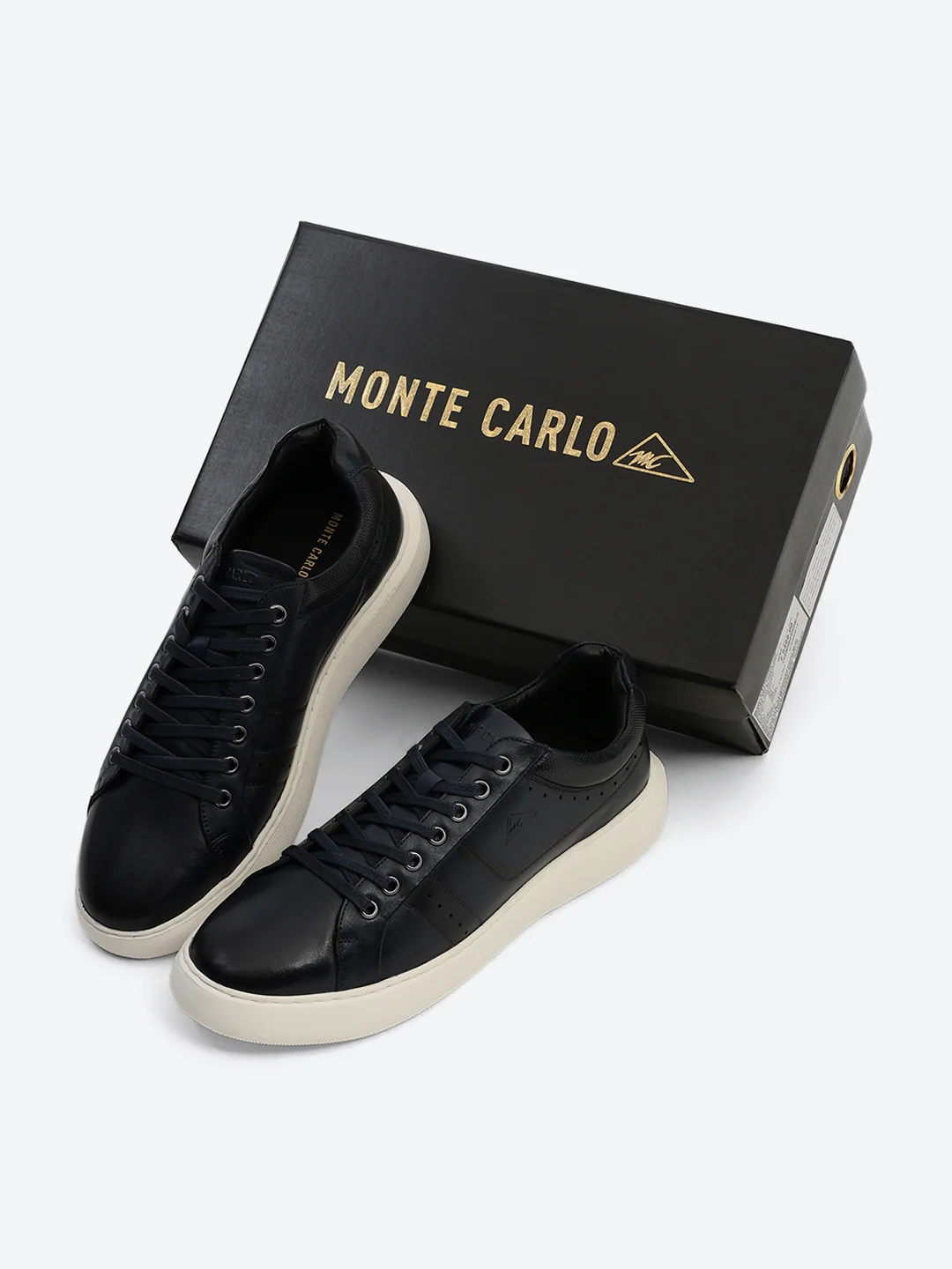 Men Navy Blue Lace Up Genuine Leather Sneaker - Image 2