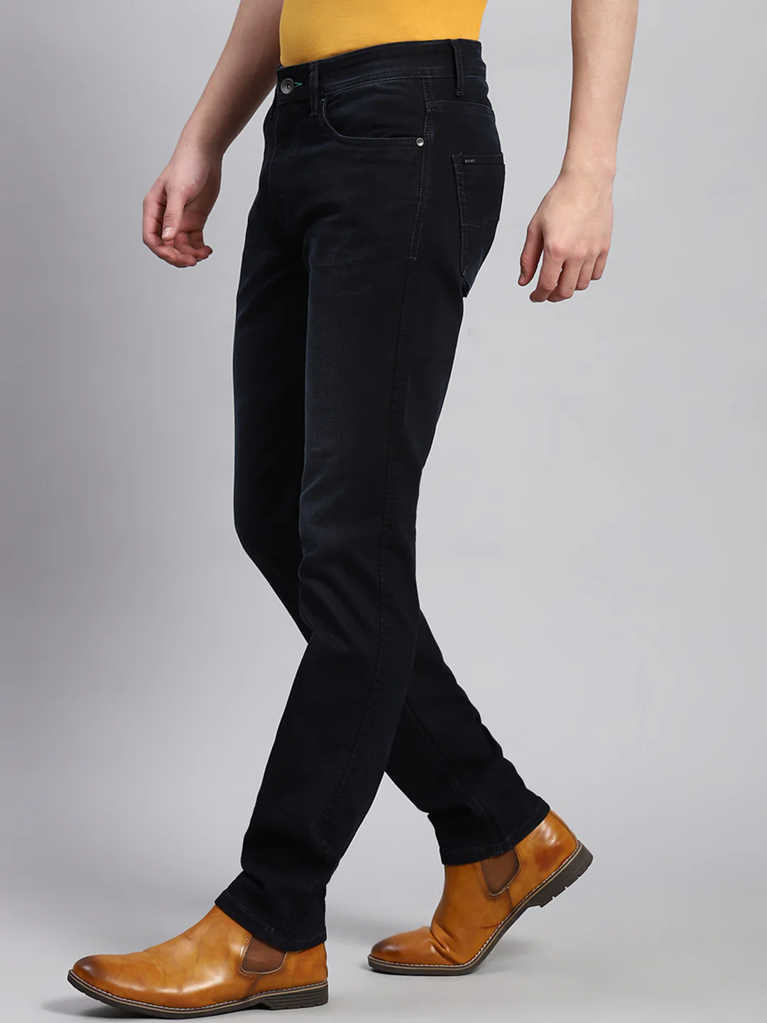 Men Navy Blue Narrow Fit Denim - Image 4