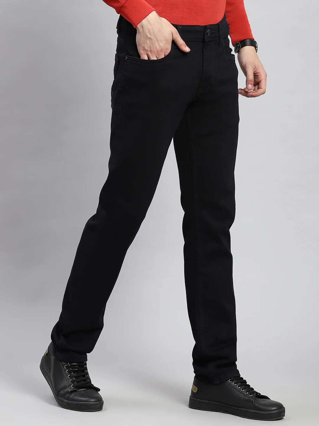 Men Black Narrow Fit Denim - Image 3