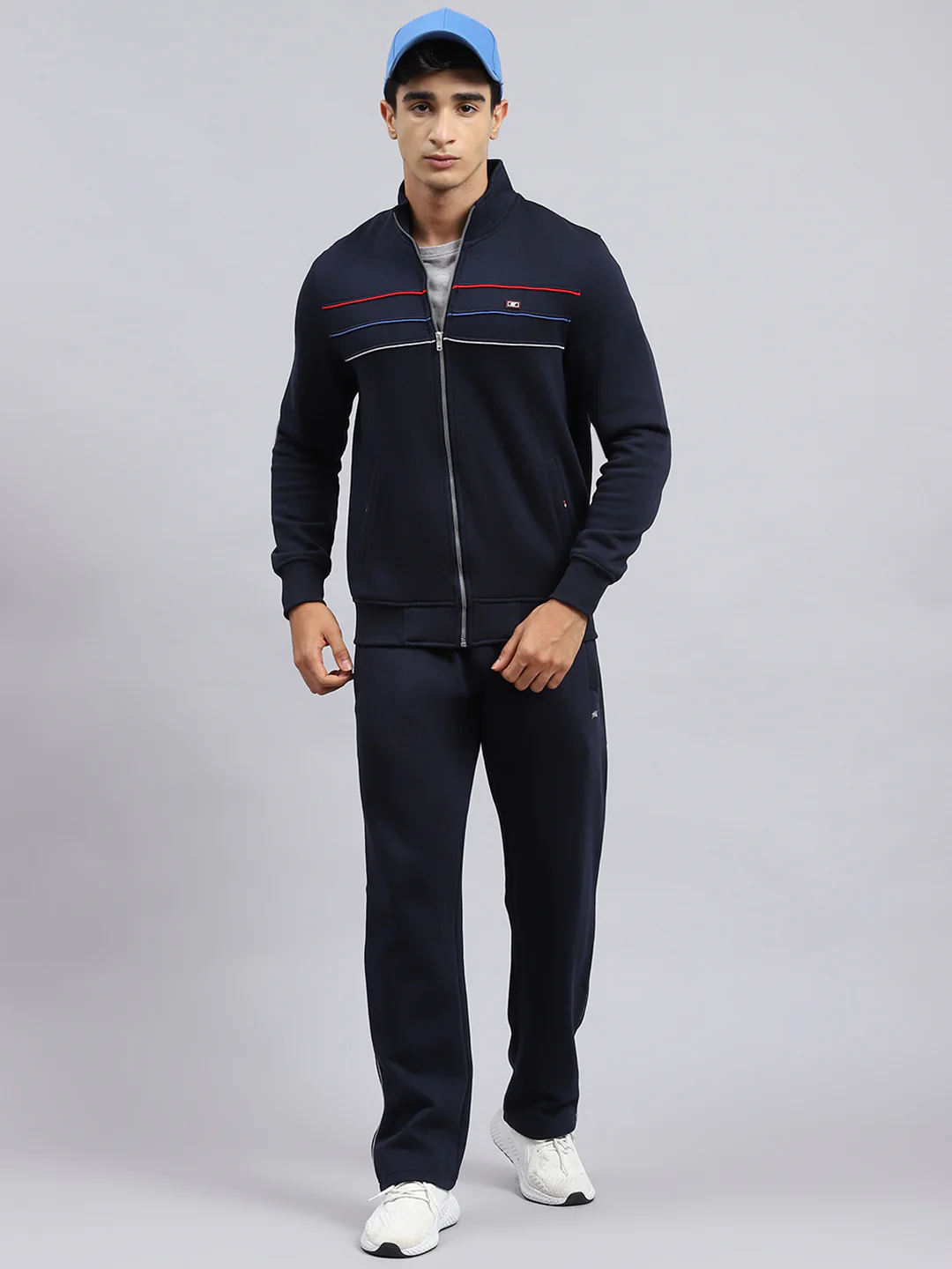 Men Navy Blue Plain Tracksuit - Image 2
