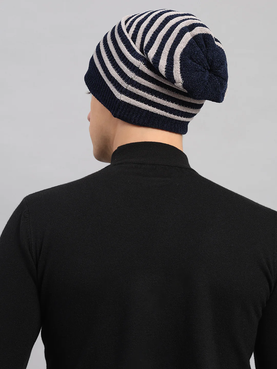 Men Navy Blue Printed Blend Wool Cap - Image 5
