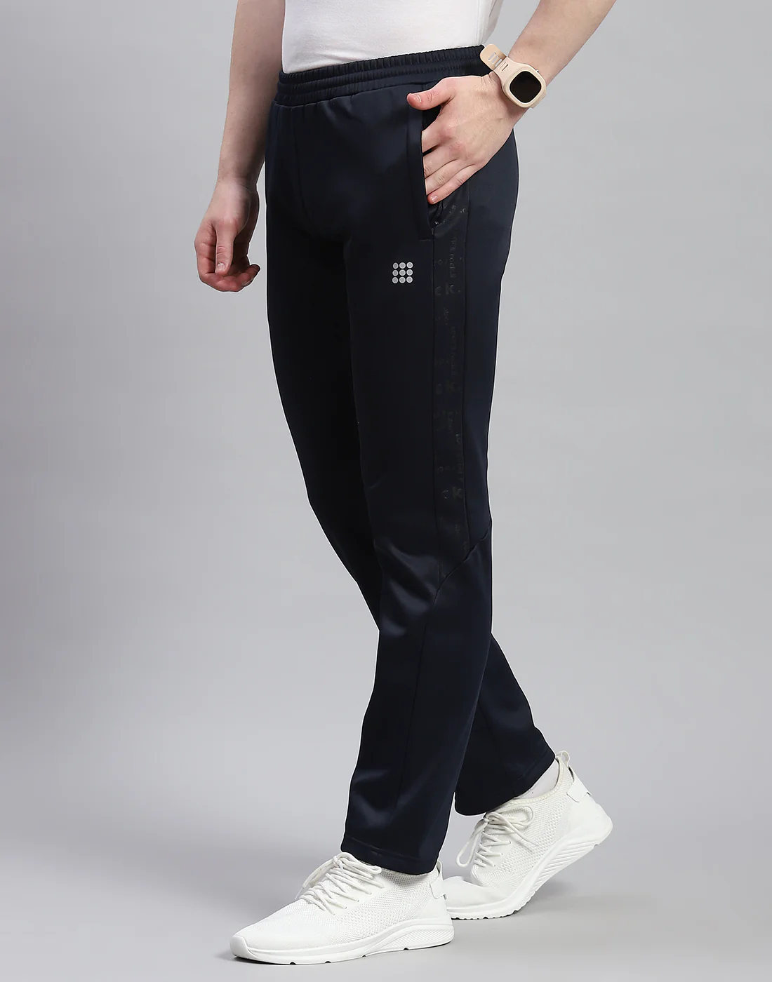 Rock.it Men Navy Blue Printed Hooded Full Sleeve Tracksuit - Image 7