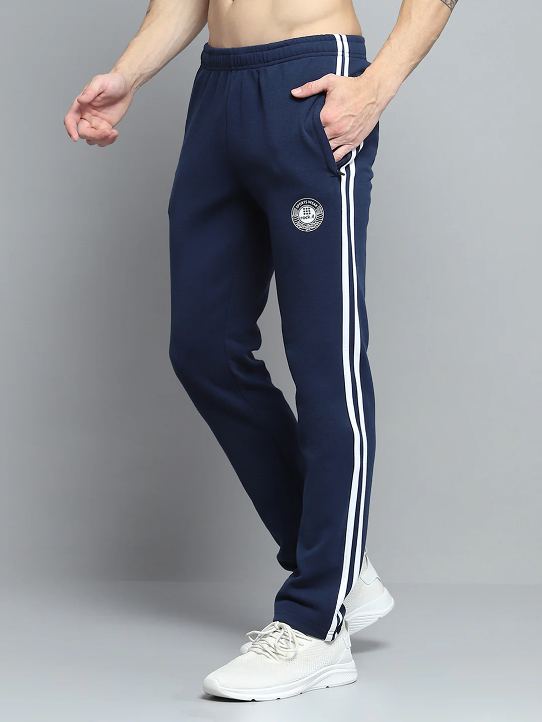 Rock.it Men Navy Blue Printed Mock Neck Full Sleeve Winter Tracksuit - Image 7