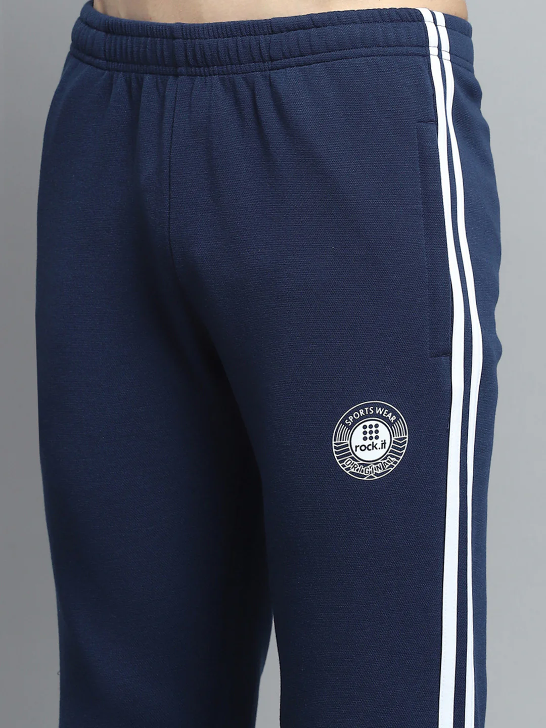 Rock.it Men Navy Blue Printed Mock Neck Full Sleeve Winter Tracksuit - Image 8