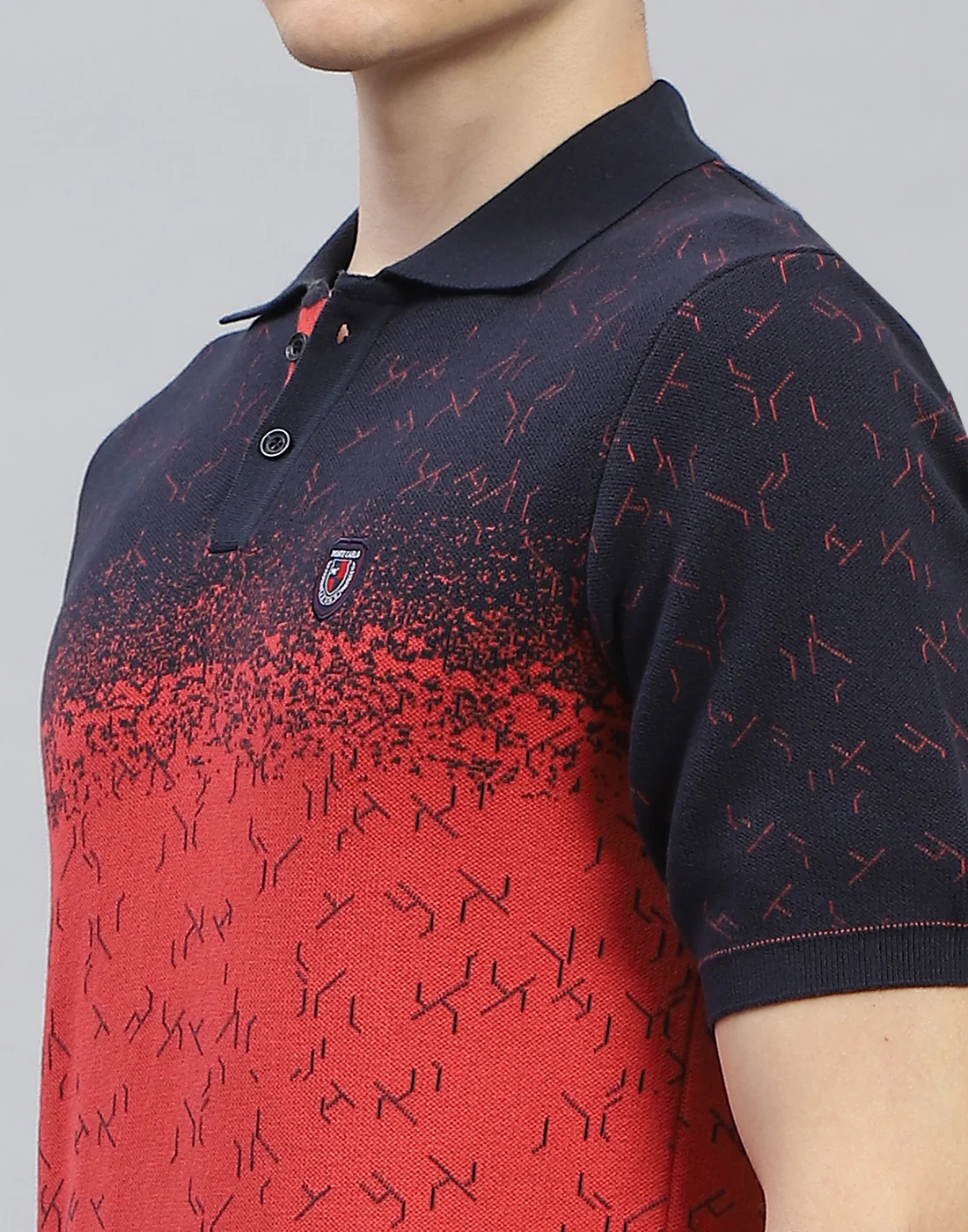 Men Navy Blue Printed Polo Collar Half Sleeve T-Shirt - Image 6