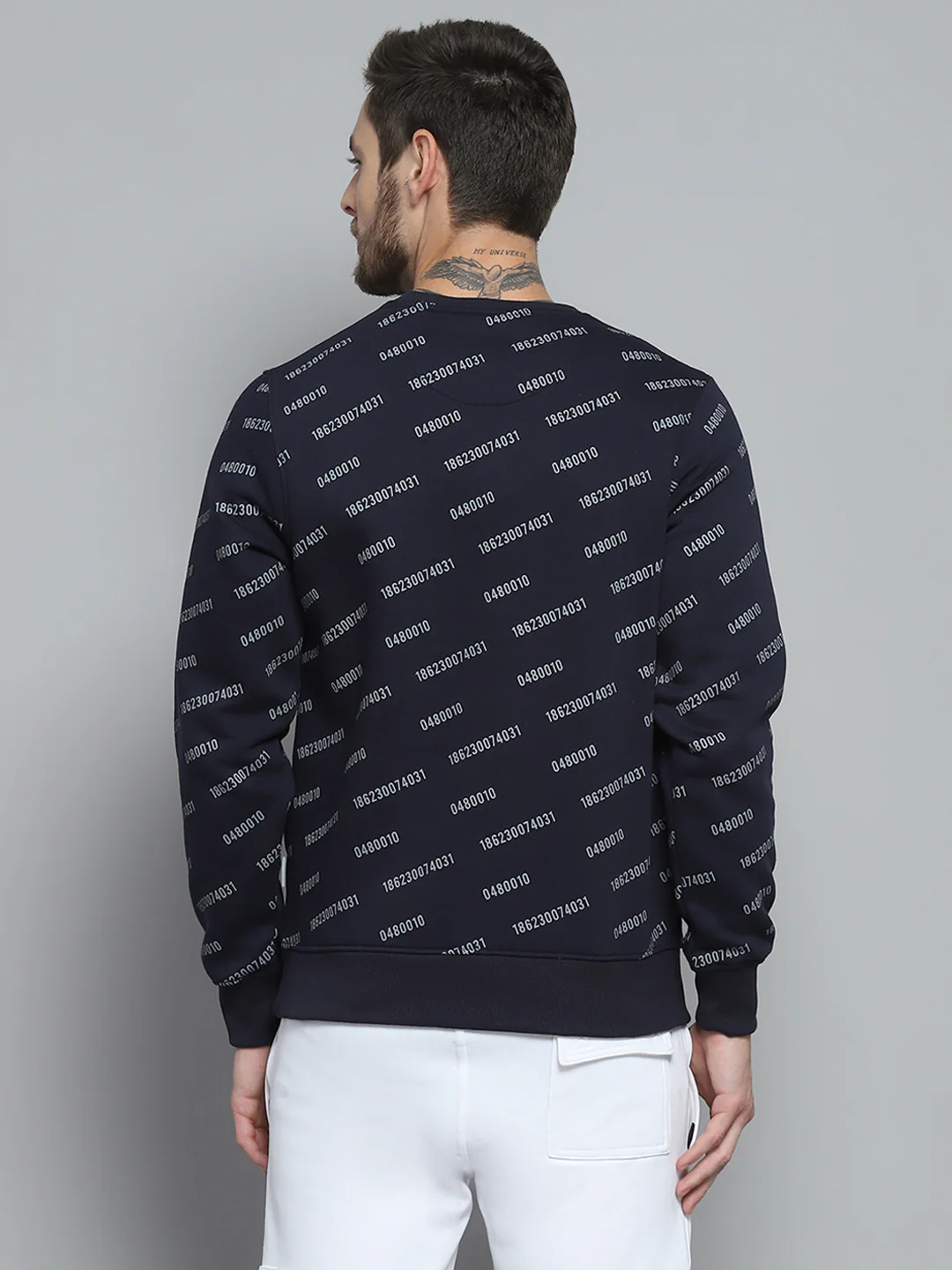 Rock.it Men Navy Blue Printed Round Neck Full Sleeve Sweatshirt - Image 5