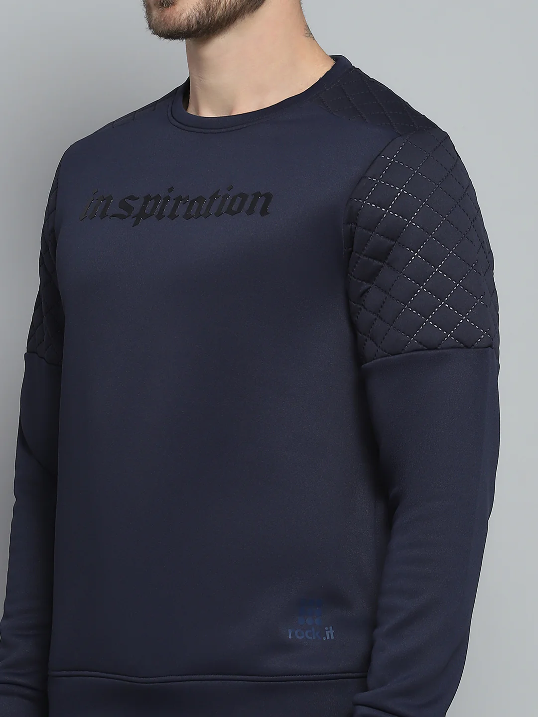 Rock.it Men Navy Blue Printed Round Neck Full Sleeve Sweatshirt - Image 6