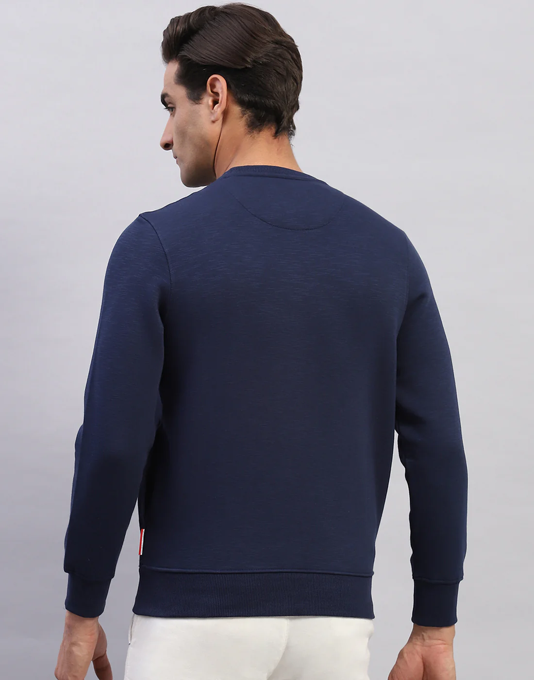 Men Navy Blue Printed Round Neck Full Sleeve Sweatshirt - Image 5