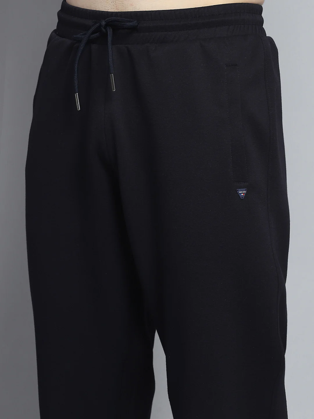 Men Navy Blue Printed Round Neck Full Sleeve Winter Tracksuit - Image 8