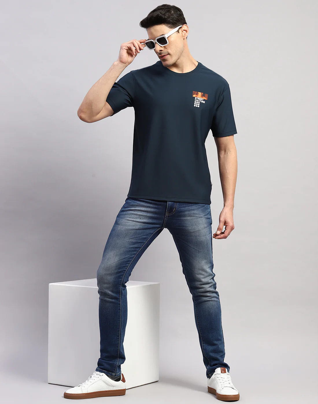 Rock.it Men Navy Blue Printed Round Neck Half Sleeve T-Shirt - Image 3