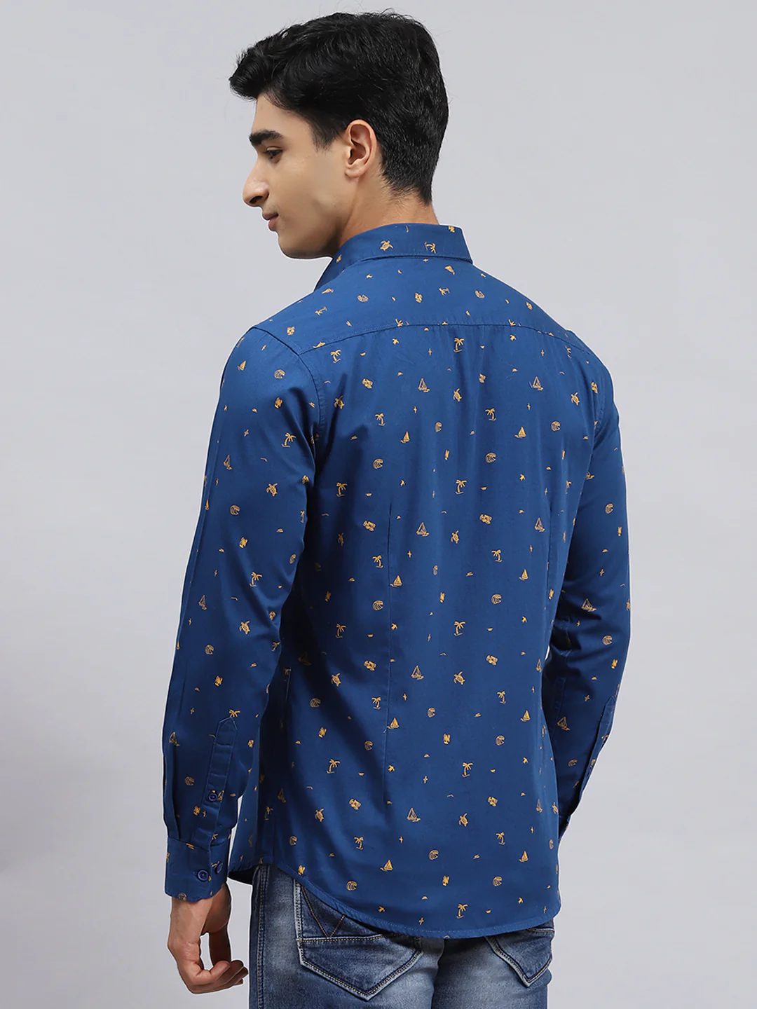 Men Navy Blue Printed Shirt - Image 5