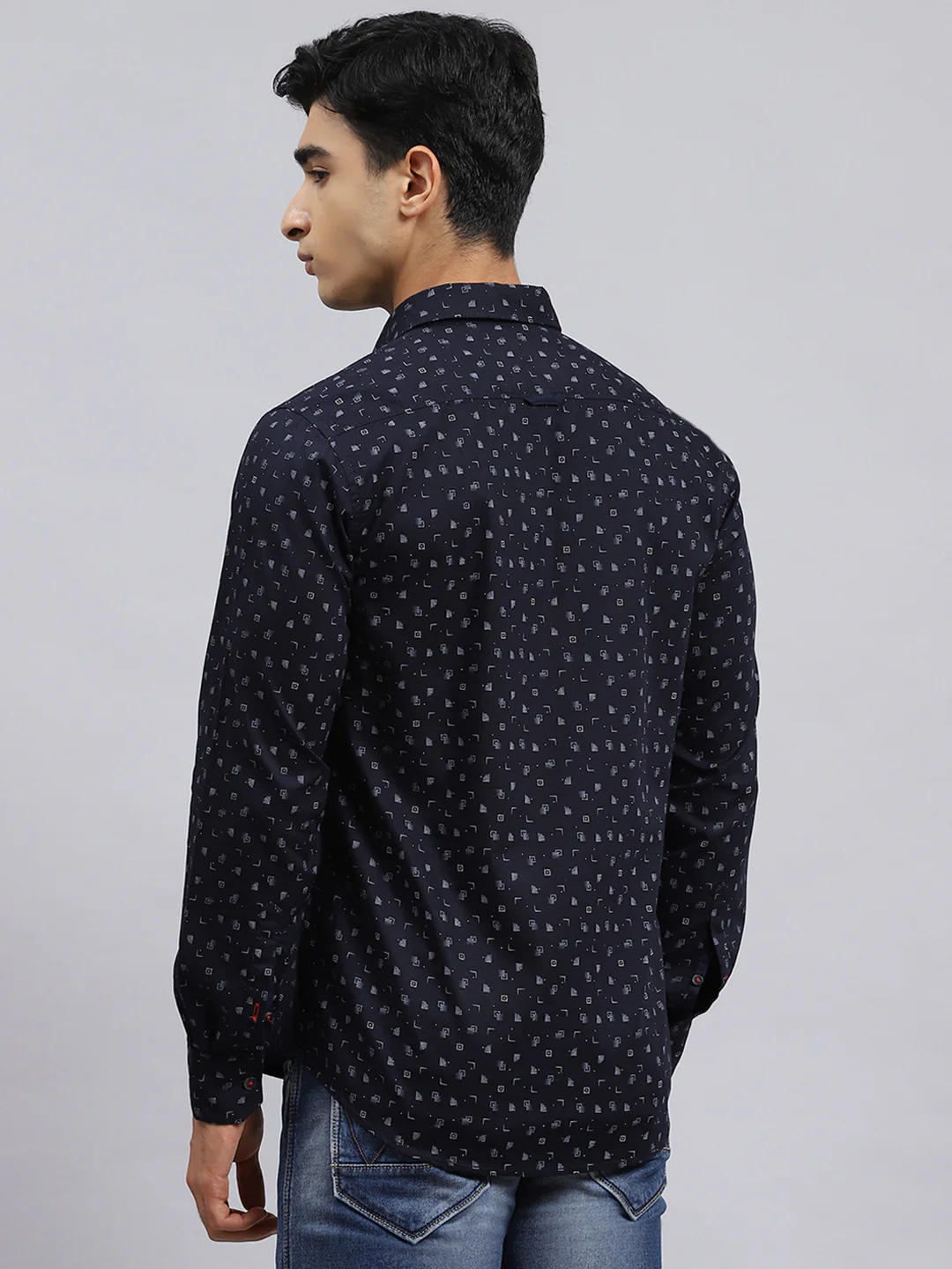 Men Navy Blue Printed Shirt - Image 5