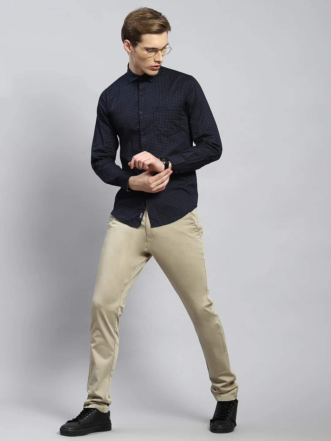 Men Navy Blue Printed Shirt - Image 2