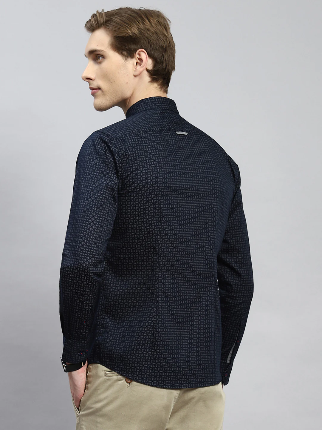 Men Navy Blue Printed Shirt - Image 5