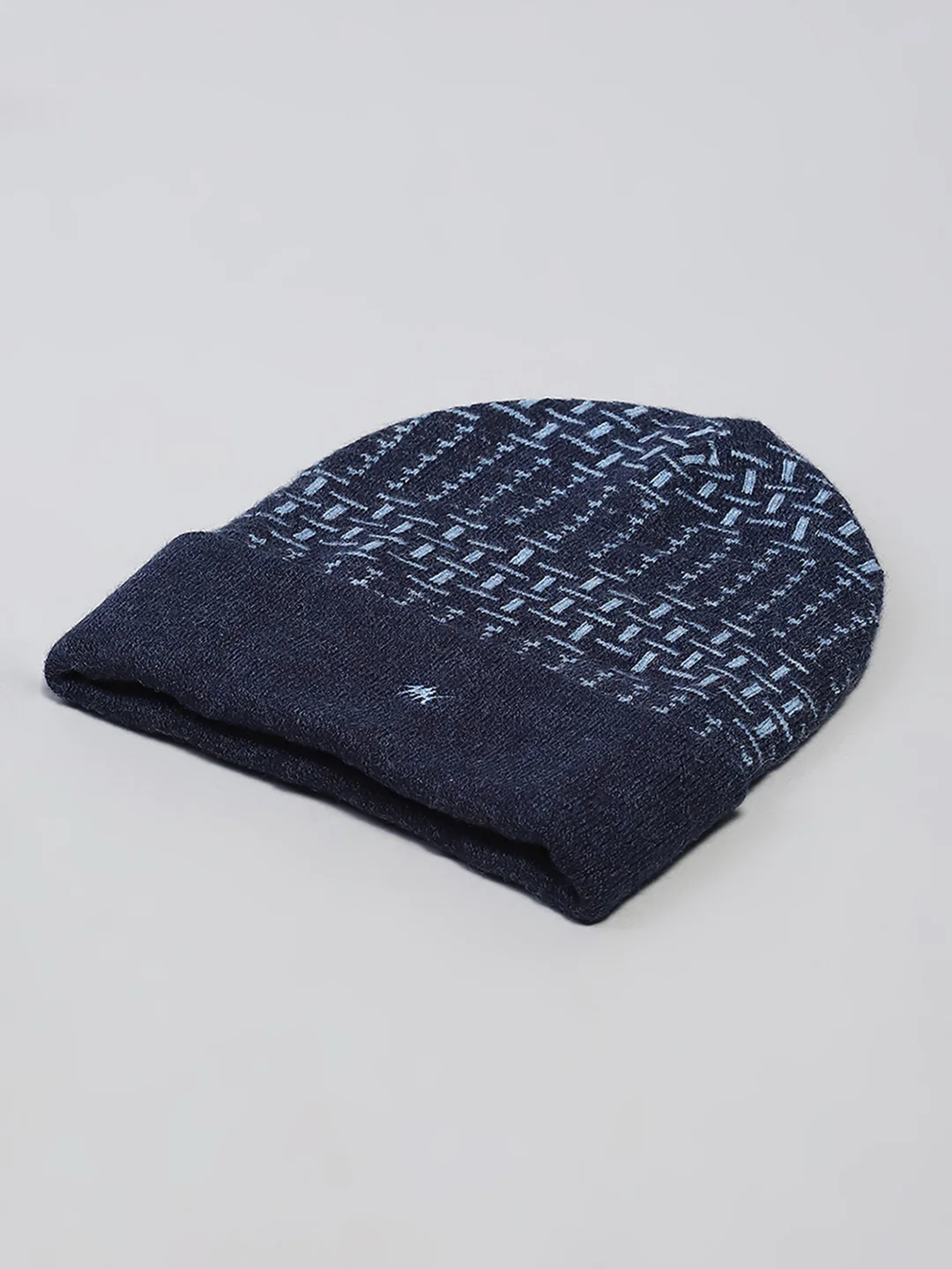 Men Navy Blue Self Design Cap - Image 6