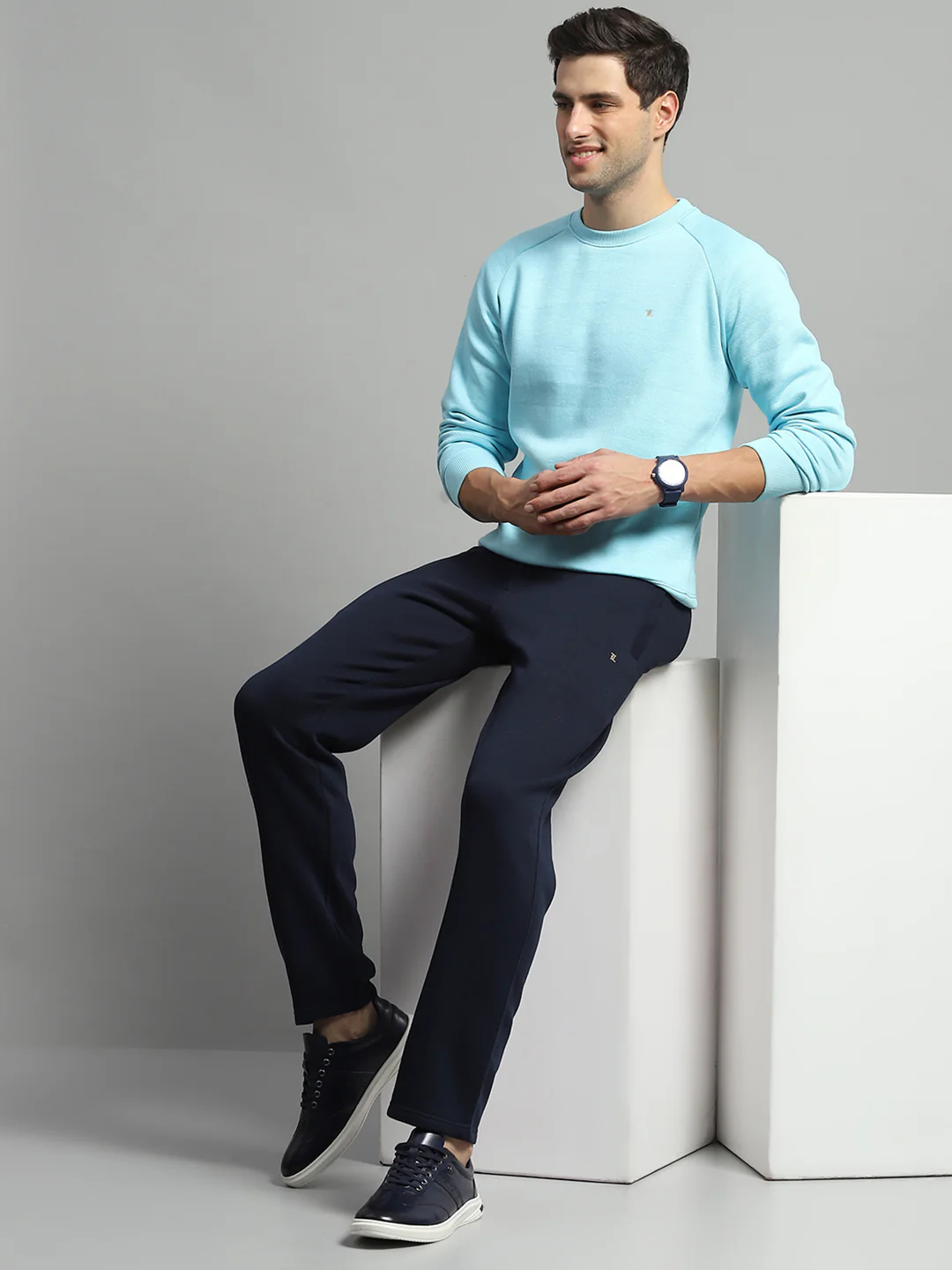 Luxuria Men Navy Blue Self Design Lower - Image 2