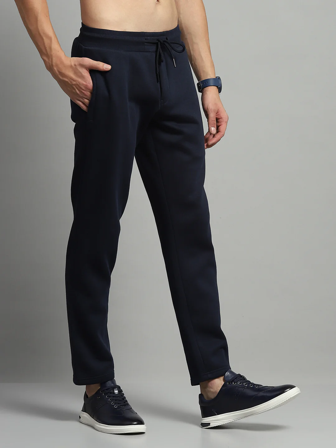 Luxuria Men Navy Blue Self Design Lower - Image 4