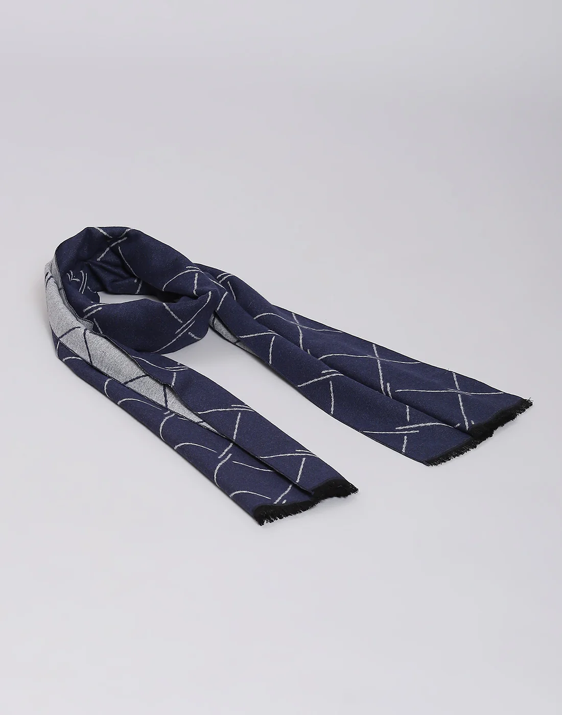 Men Navy Blue Self Design Muffler - Image 3