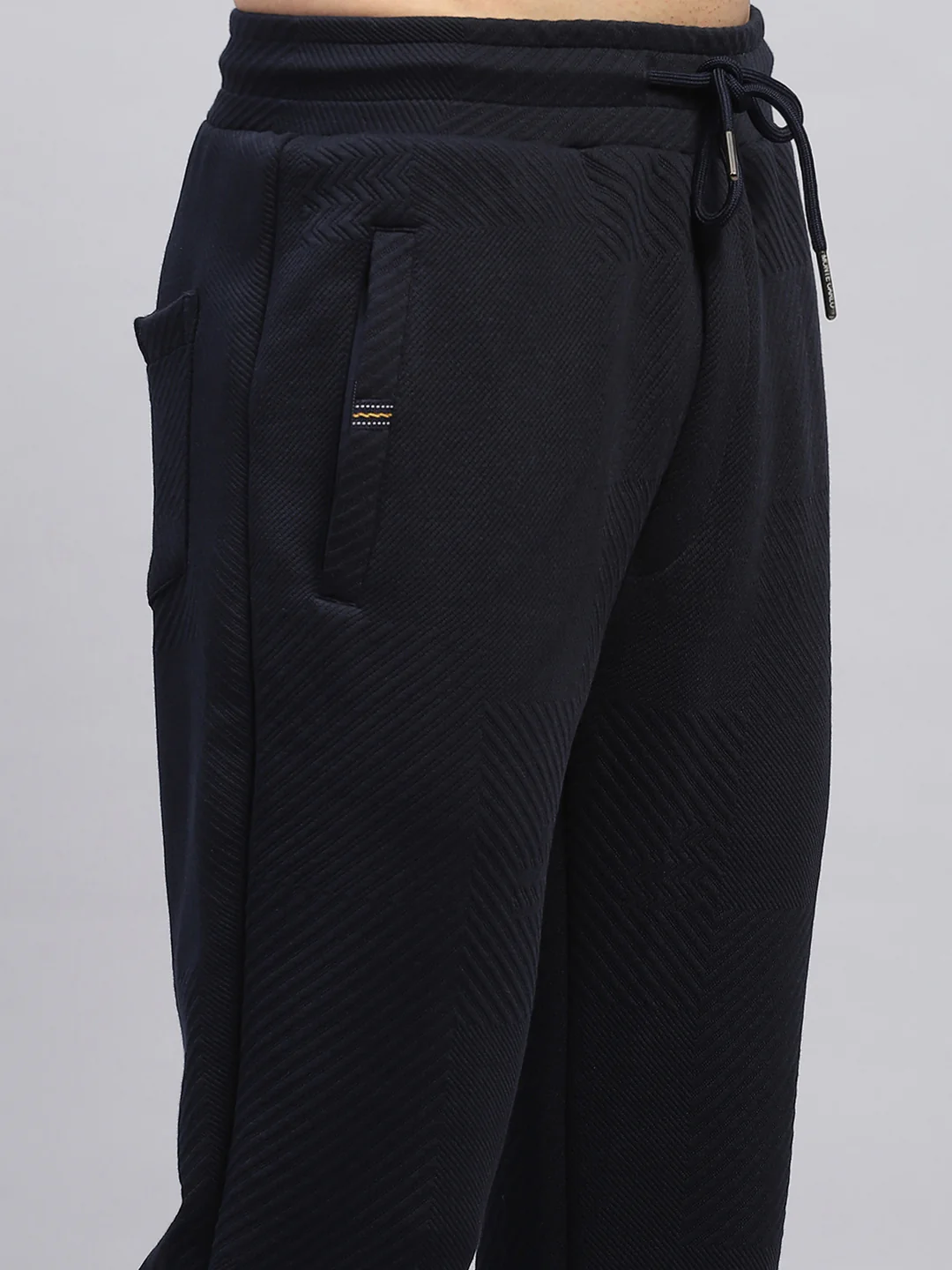 Men Navy Blue Self Design Regular Fit Lower - Image 6