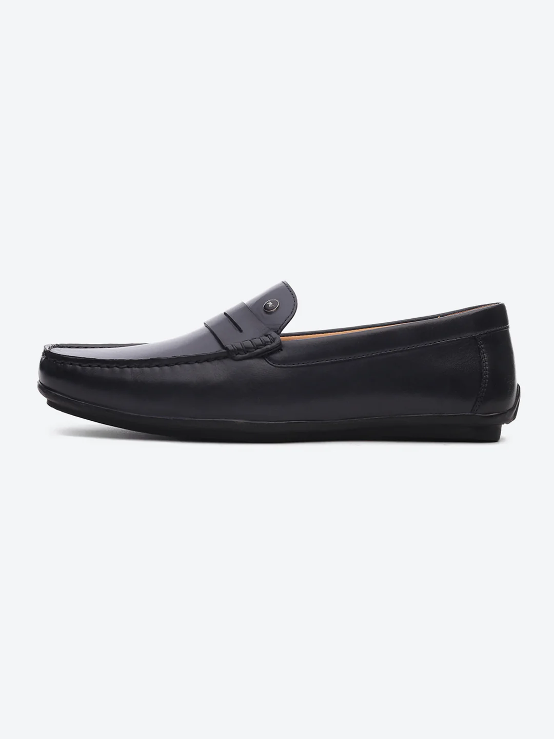 Men Navy Blue Slip on Genuine Leather Loafers - Image 4