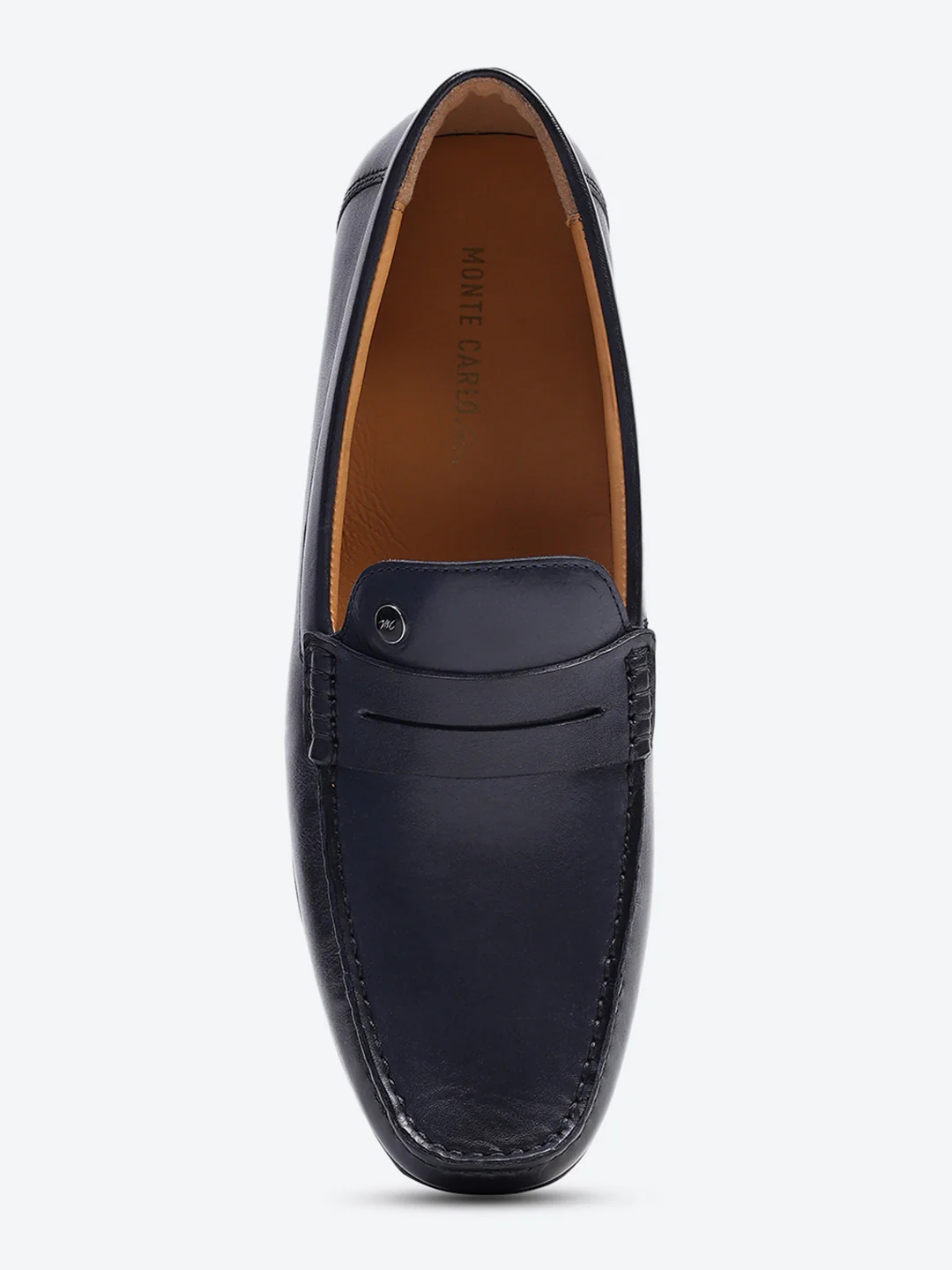Men Navy Blue Slip on Genuine Leather Loafers - Image 6
