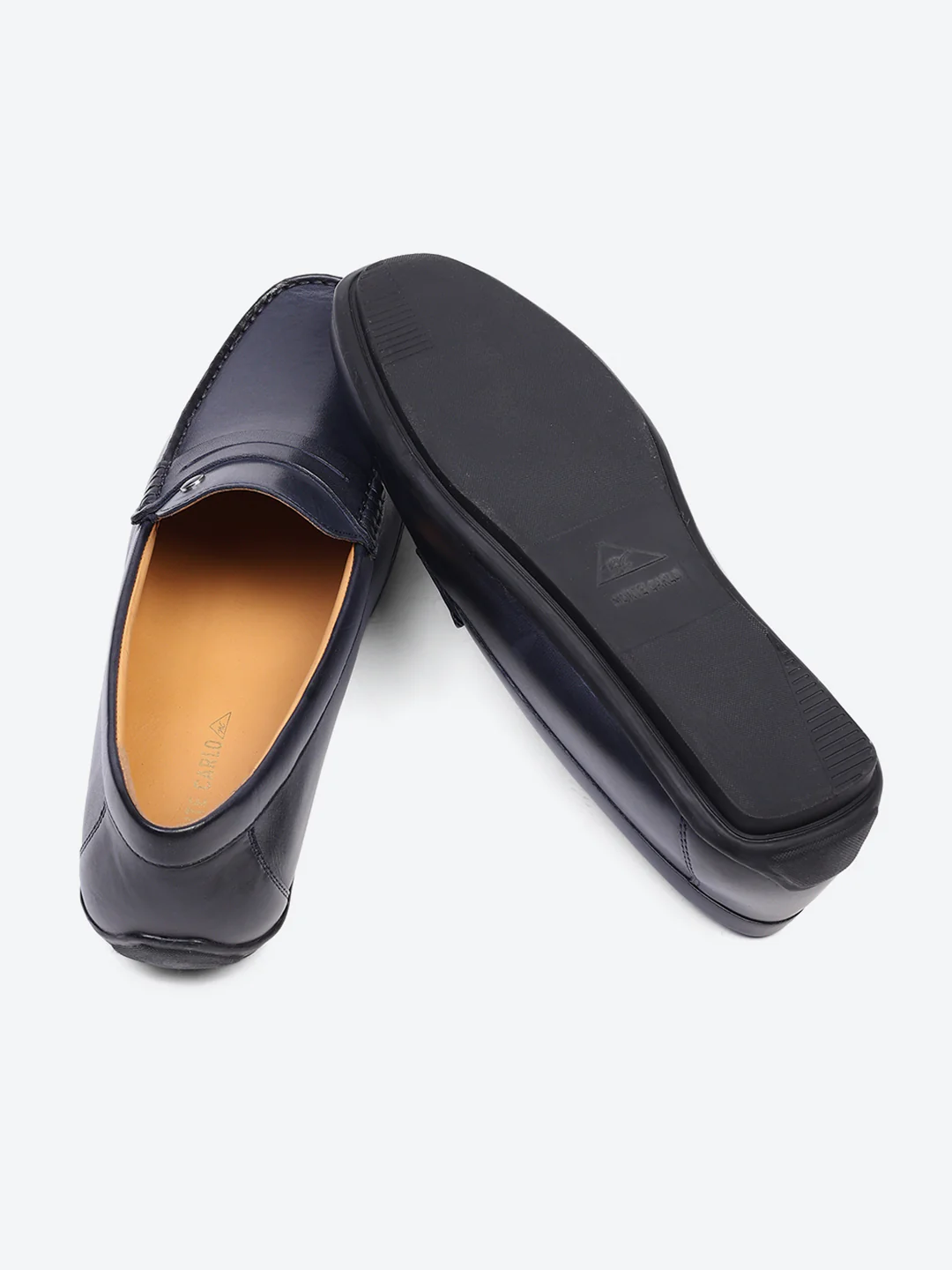 Men Navy Blue Slip on Genuine Leather Loafers - Image 8
