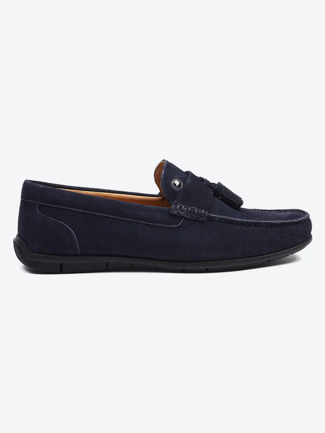 Men Navy Blue Slip on Genuine Leather Loafers - Image 5