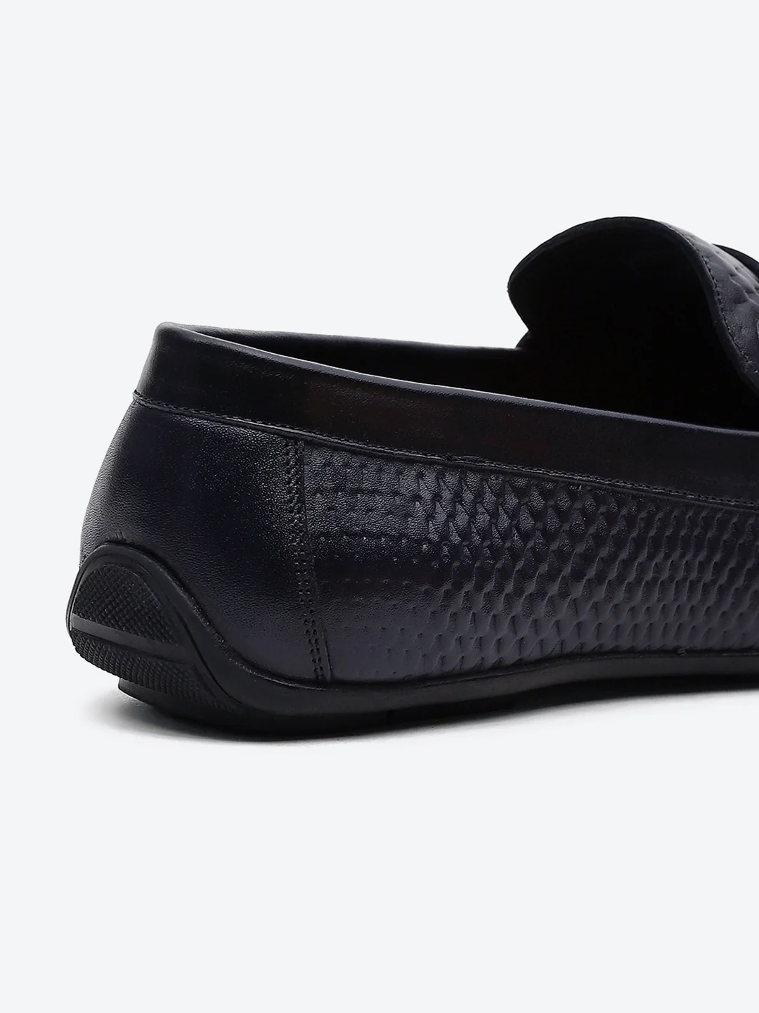 Men Navy Blue Comfortable Slip on Leather Loafers - Image 9
