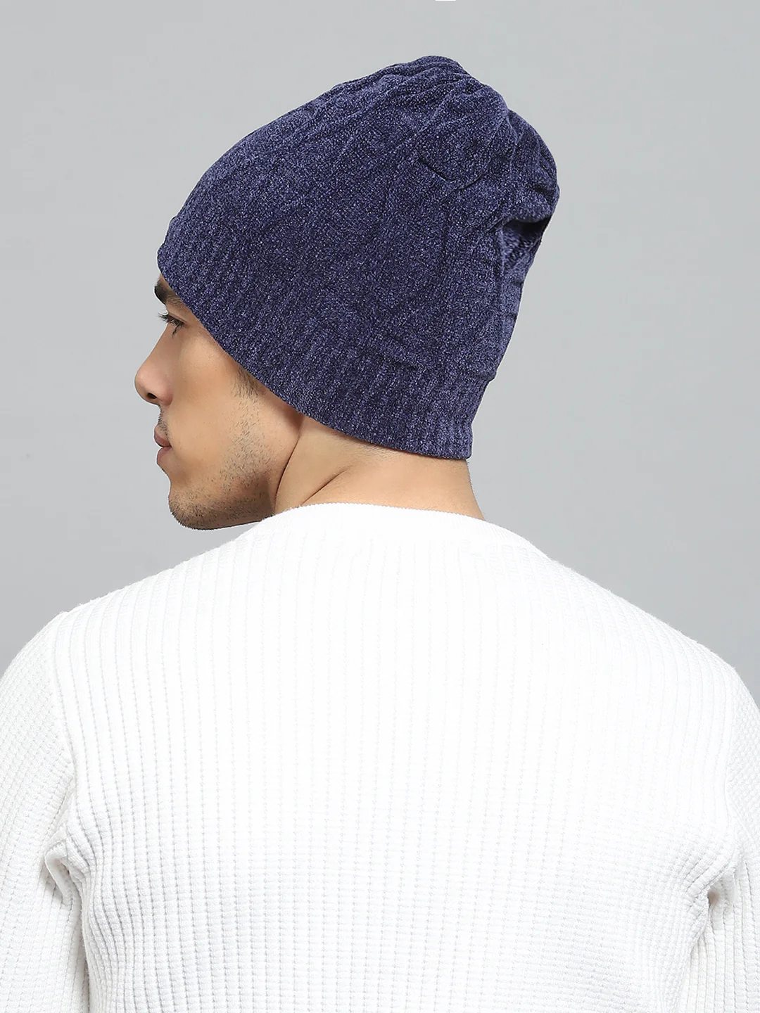 Men Navy Blue Solid Cap - Image 5