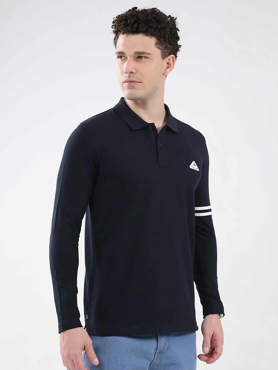 Rock.it Men Navy Blue Solid Collar Full Sleeve Winter T-Shirt - Image 4