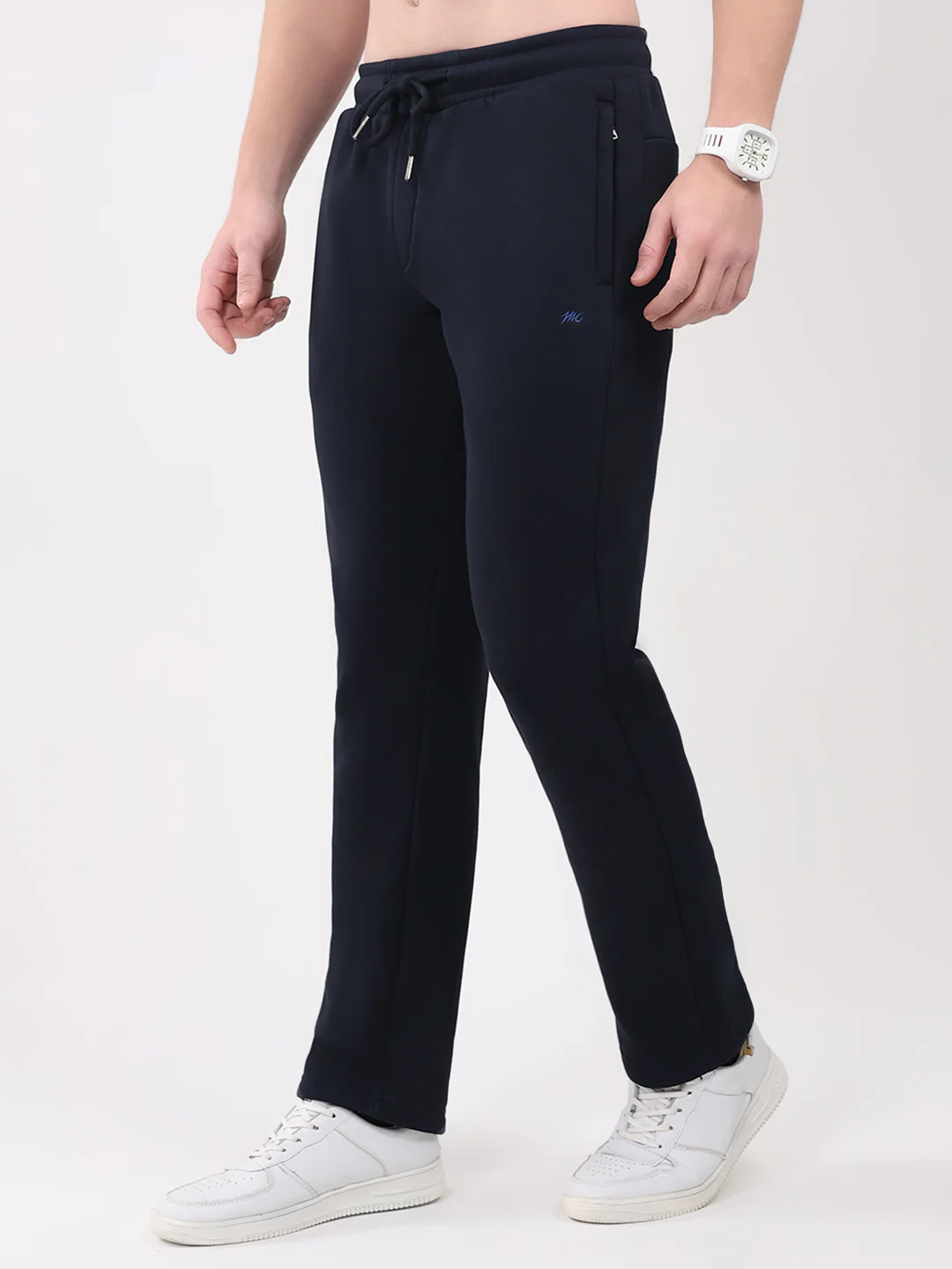 Men Navy Blue Solid Collar Full Sleeve Winter Tracksuit - Image 7