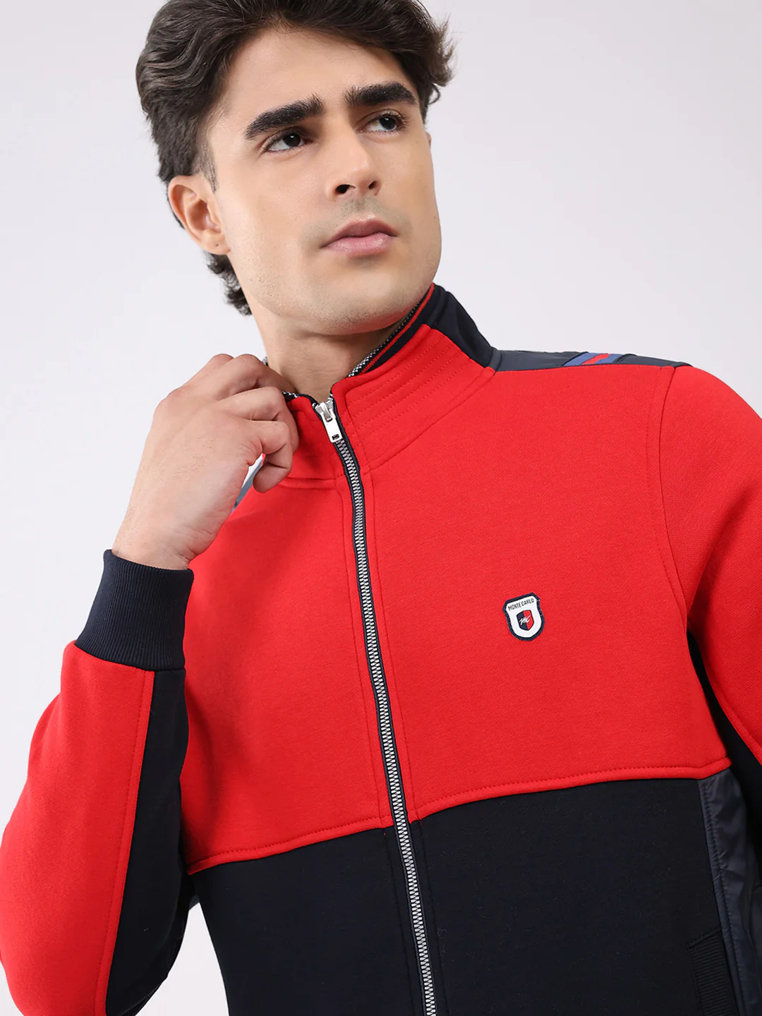 Men Navy Blue Solid Collar Full Sleeve Winter Tracksuit - Image 6