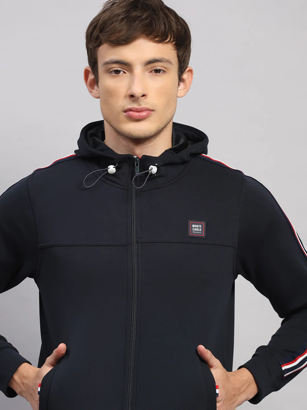 Men Navy Blue Solid Collar Full Sleeve Winter Tracksuit - Image 7