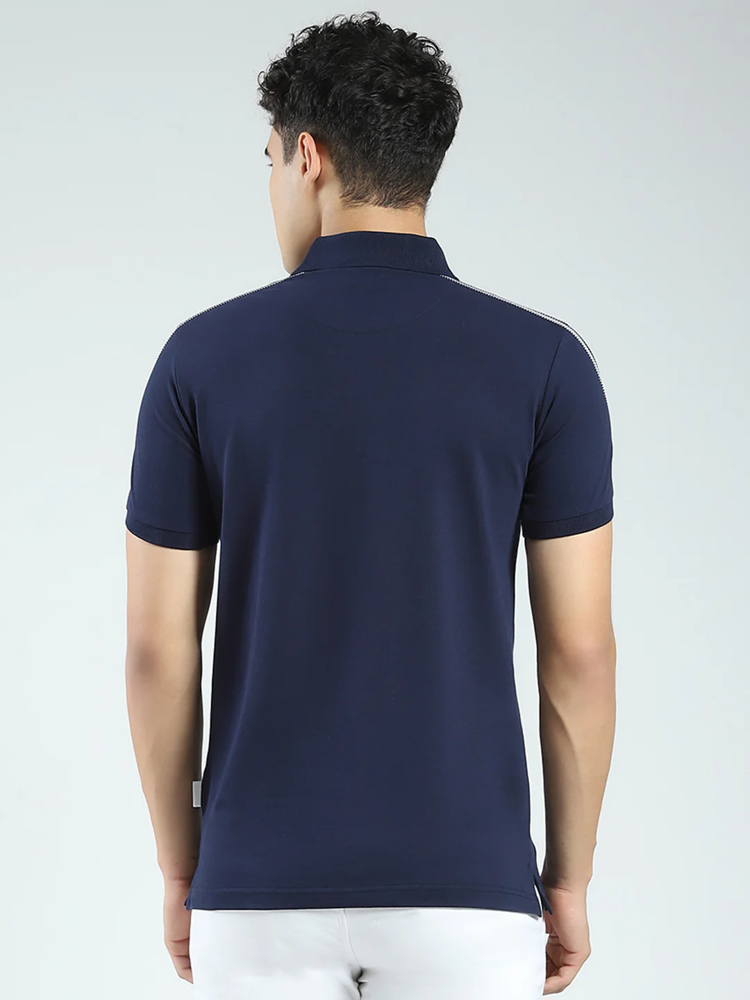 Rock.it Men Navy Blue Solid Collar Half Sleeve T-Shirt - Image 5