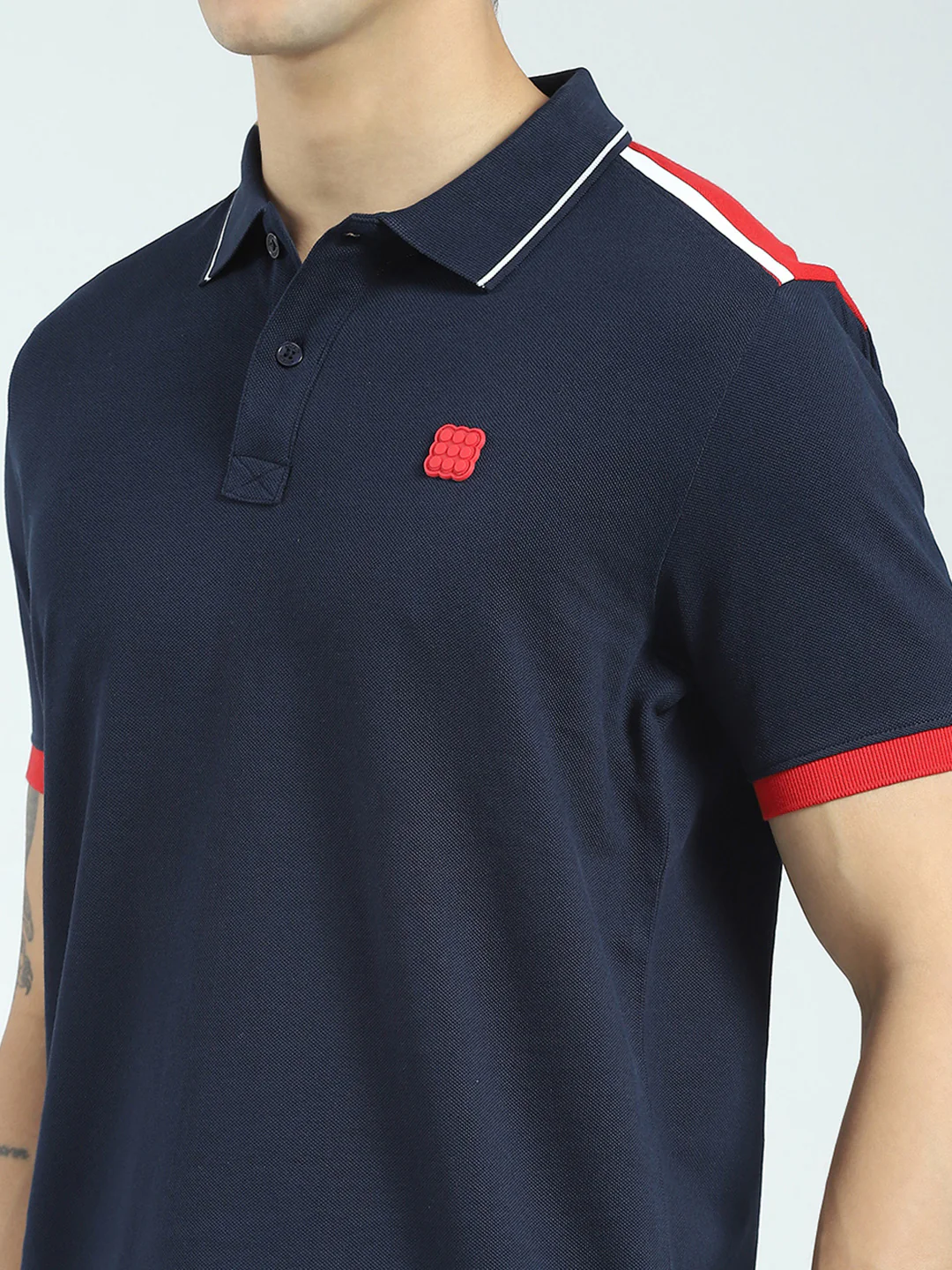 Rock.it Men Navy Blue Solid Collar Half Sleeve T-Shirt - Image 6