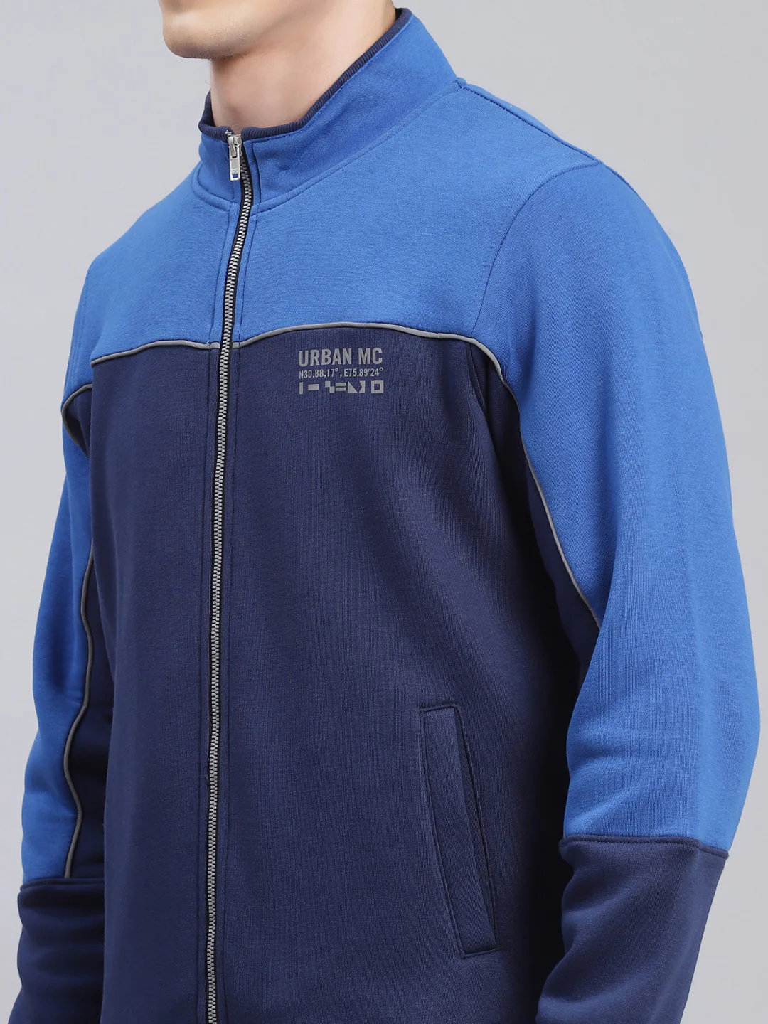 Men Navy Blue Solid Cotton Blend Track Suit - Image 6