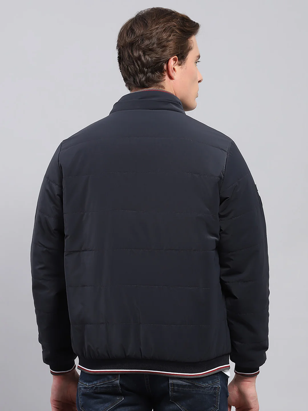 Men Navy Blue Solid Detachable Hood Full Sleeve Jacket - Image 6