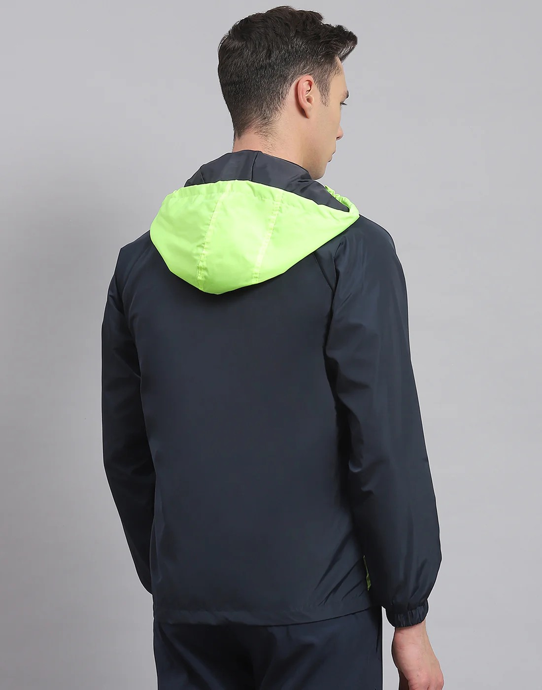 Rock.it Men Navy Blue Solid Hooded Full Sleeve Jacket - Image 5