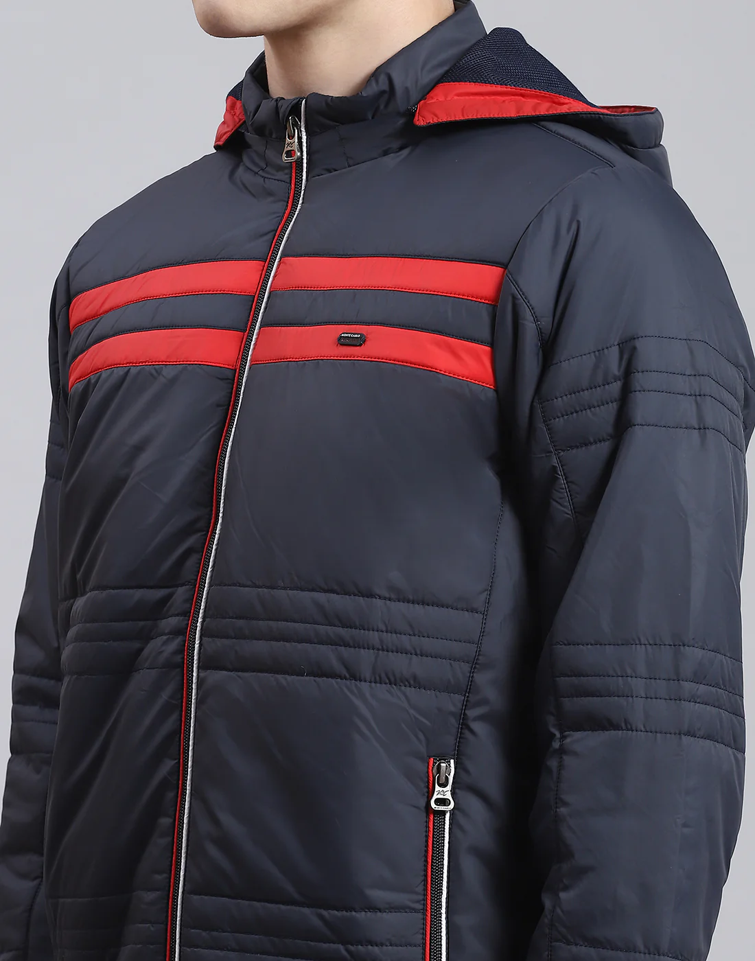 Men Navy Blue Solid Hooded Full Sleeve Jacket - Image 7